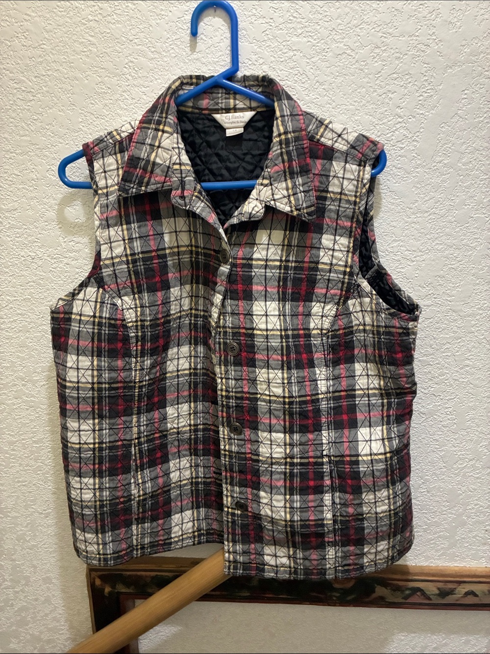 Christopher and banks women’s plaid quilted vest 1x